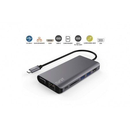 Hub USB-C 8 in 1 in alluminio con power delivery - Grigio siderale - Bulk