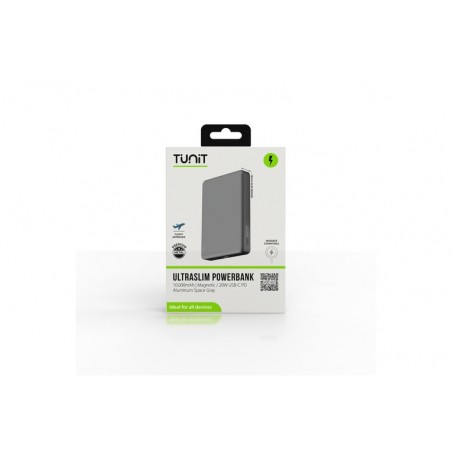 Ultraslim Aluminum Powerbank 10k - Magnetic, PD 20W - Space Gray